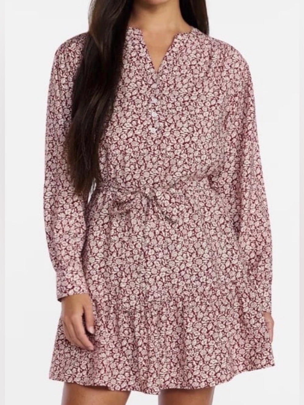 Time & Tru Lightweight Long Sleeve Relaxed Fit Mini Summer Dress Size Large NWT